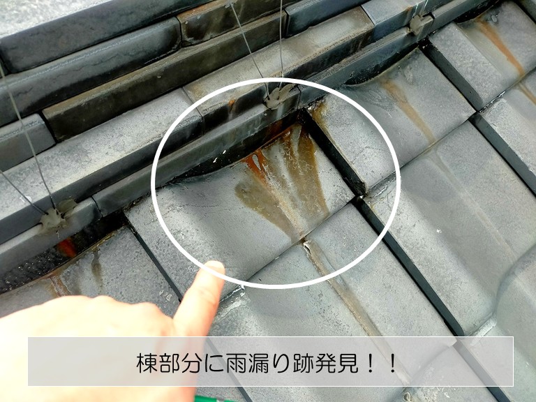 岸和田市で雨漏り調査｜太陽光パネル設置屋根の棟瓦修理を提案